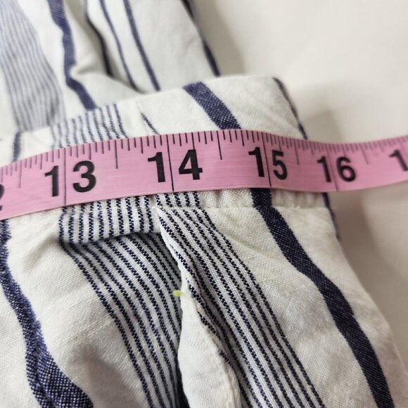 Loft Women's Size 8P Linen Blend Striped Pants Belted Cropped - Picture 7 of 7